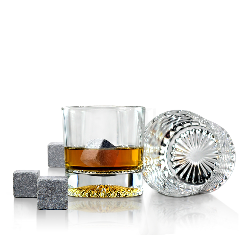 дарим красиво камни для виски gold в шкатулке на магнитах 8 шт с щипцами Набор бокалов для виски Makkua Whiskey Set IceMajesty