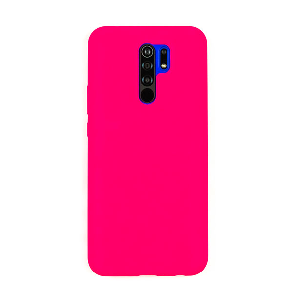 Чехол для Redmi 9 бампер AT Silicone case (Ярко-розовый)