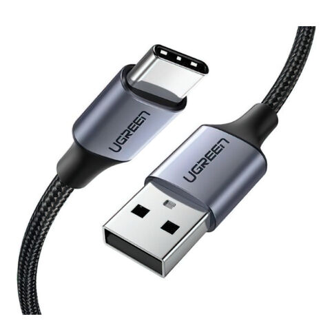 Кабель UGREEN USB-A 2.0-Type-C 3A в оплетке (черный, 1.5м)